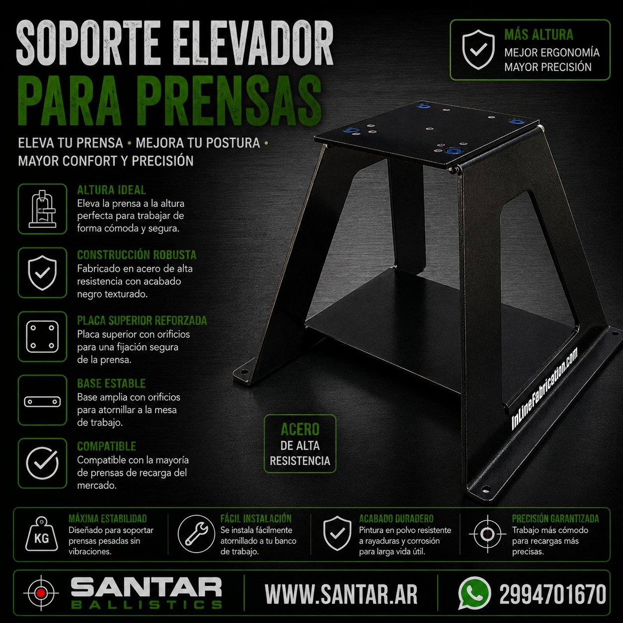 Soporte elevador para prensas - Santar Ballistics